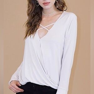 LILIAN- Women’s Criss-Cross Surplice Top- Large